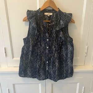 Loft Navy and White Stars Blouse